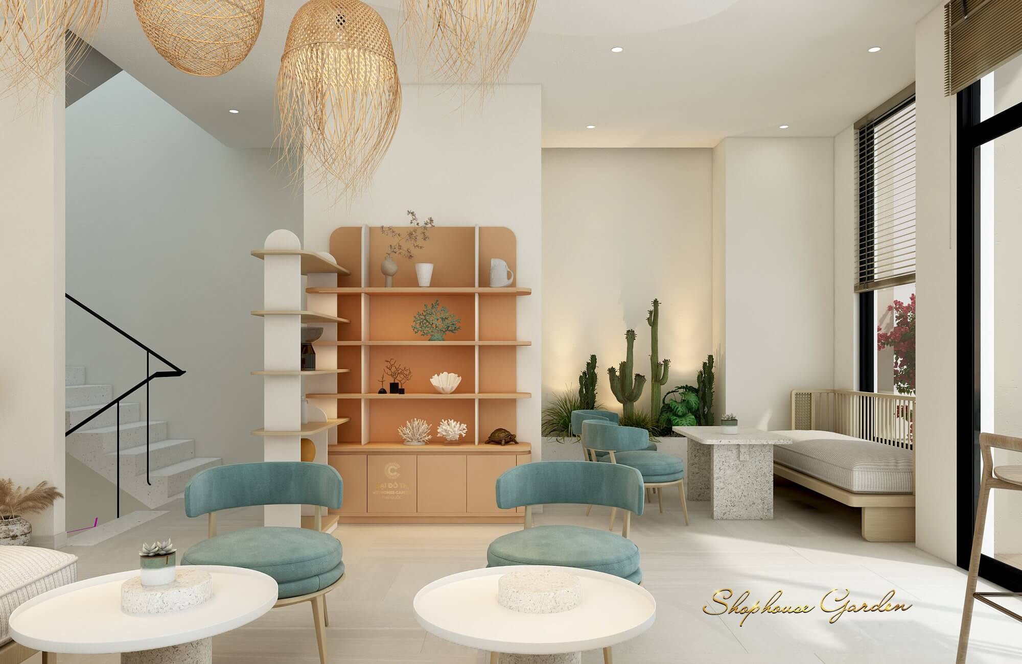 Thiết kế tầng 2 Shophouse Garden Meyhomes
