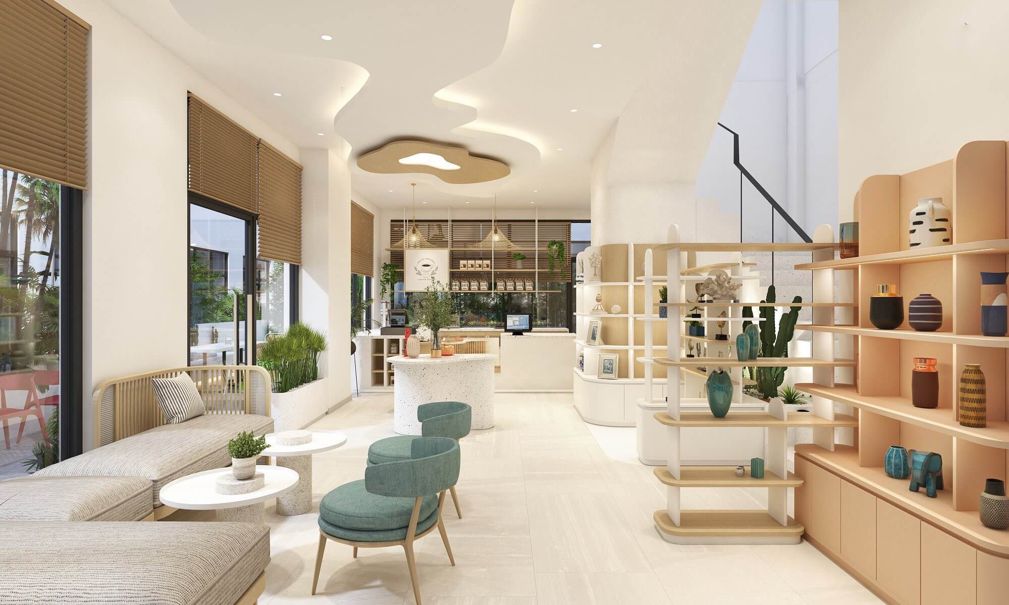 Thiết kế tầng trệt Shophouse Garden Meyhomes