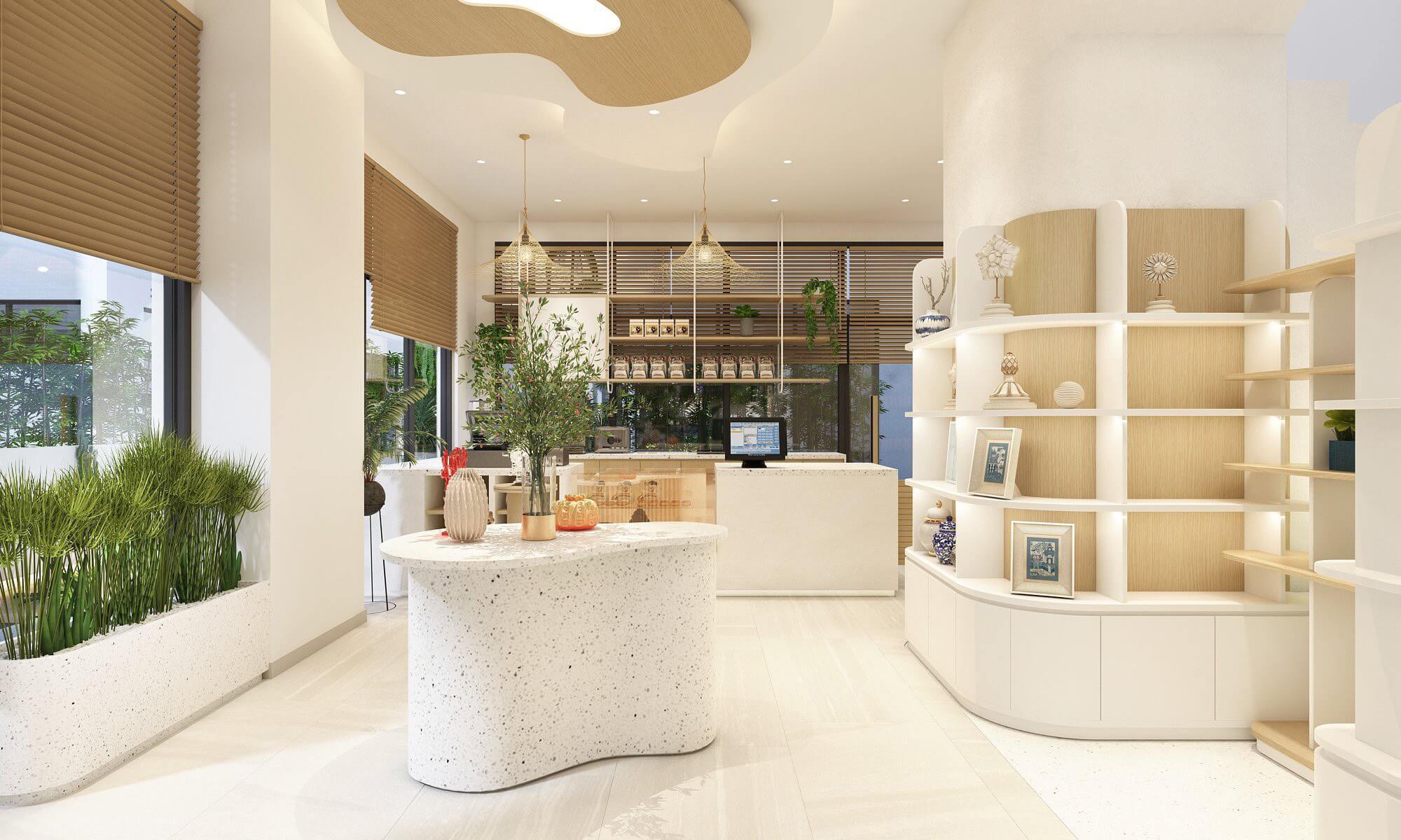 Thiết kế tầng trệt Shophouse Garden Meyhomes