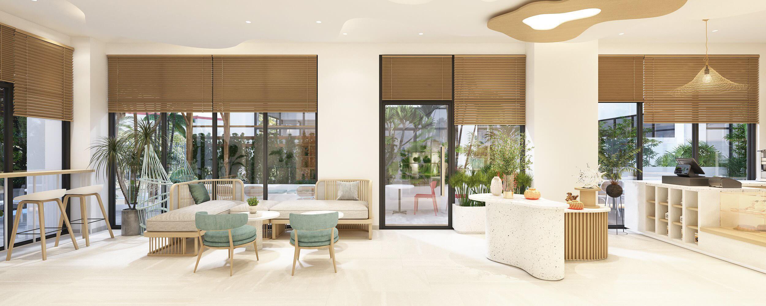 Thiết kế tầng trệt Shophouse Garden Meyhomes