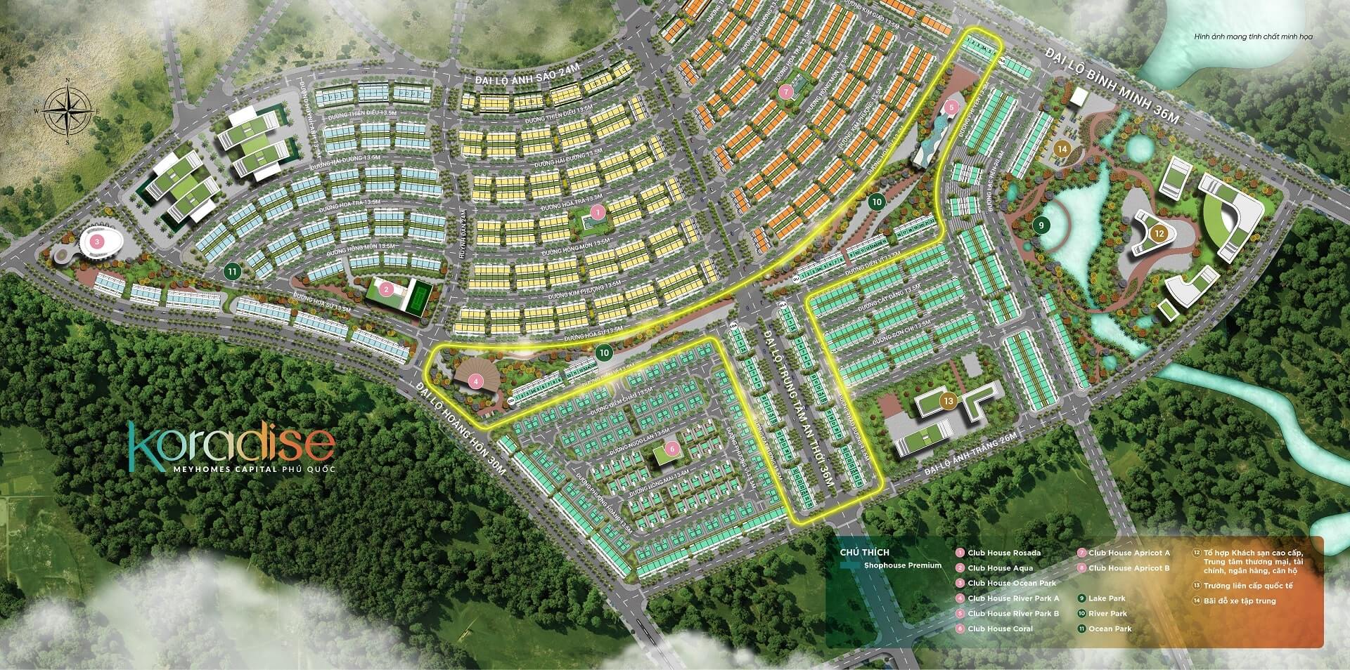 Tổng mặt bằng The Koradise Meyhomes Phu Quoc