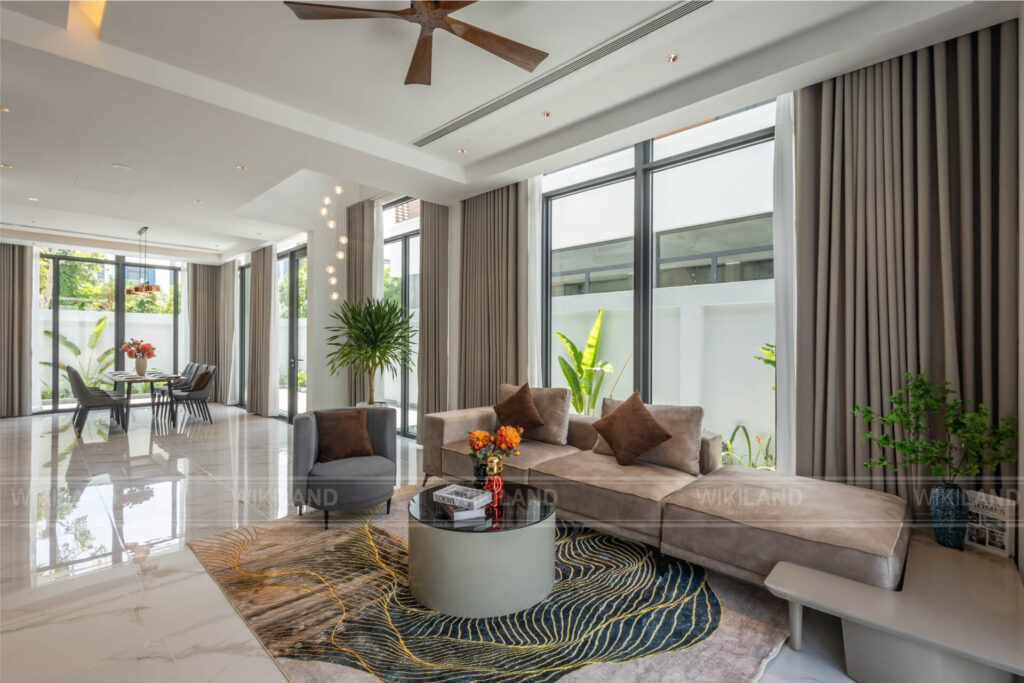 Thiết kế phòng khách - biệt thự Coral Hawaii Meyhomes Phú Quốc