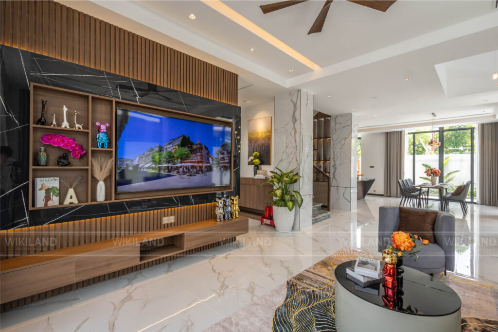 Thiết kế phòng khách view 2 - biệt thự Coral Hawaii Meyhomes Phú Quốc